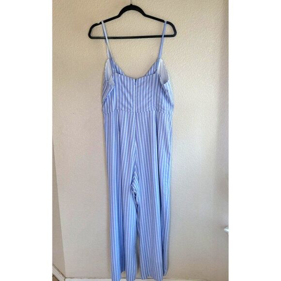 J.Crew Womens Jumpsuit Blue 14 Plus-Size Sleeveless Striped NEW Lined - Picture 7 of 11